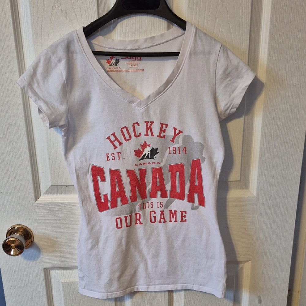 White and Red Hockey Canada T-Shirt